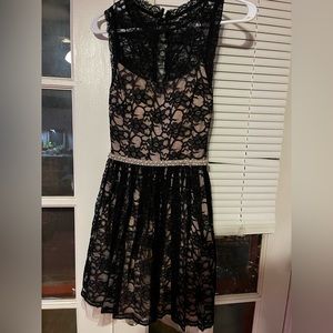 black lace knee length dress